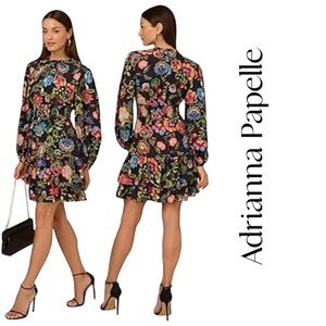 Adrianna Papell Sz 4 NWOT Pink and Red Ruffled Tie Front Dress